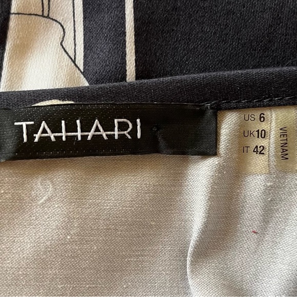 Tahari Navy Blue and White Floral Stretch Cotton Pencil Skirt 6 - Picture 4 of 6